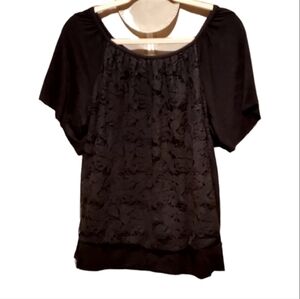 Alyx Black Blouse Lace On‎ Front Tops Plus Size 1X Women